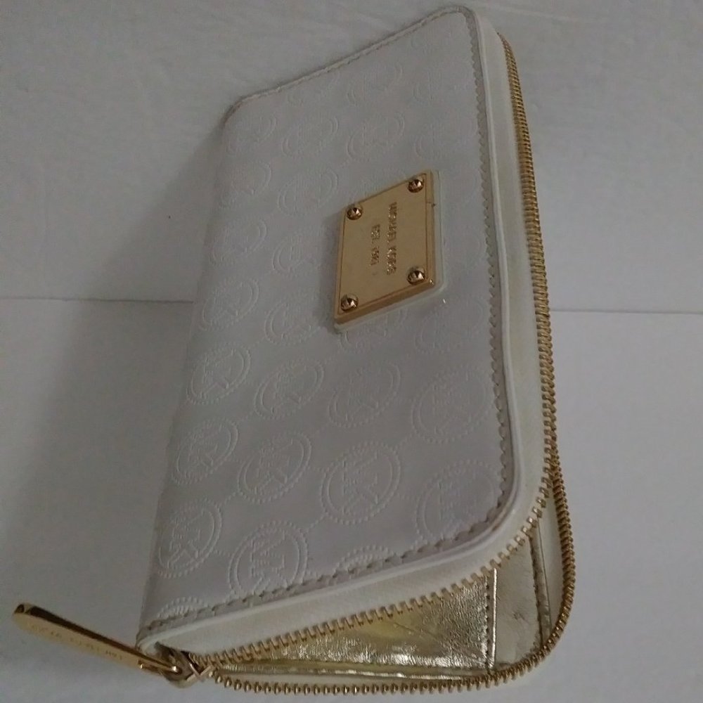 Michael Kors Women's Embossed Monogram White Wallet